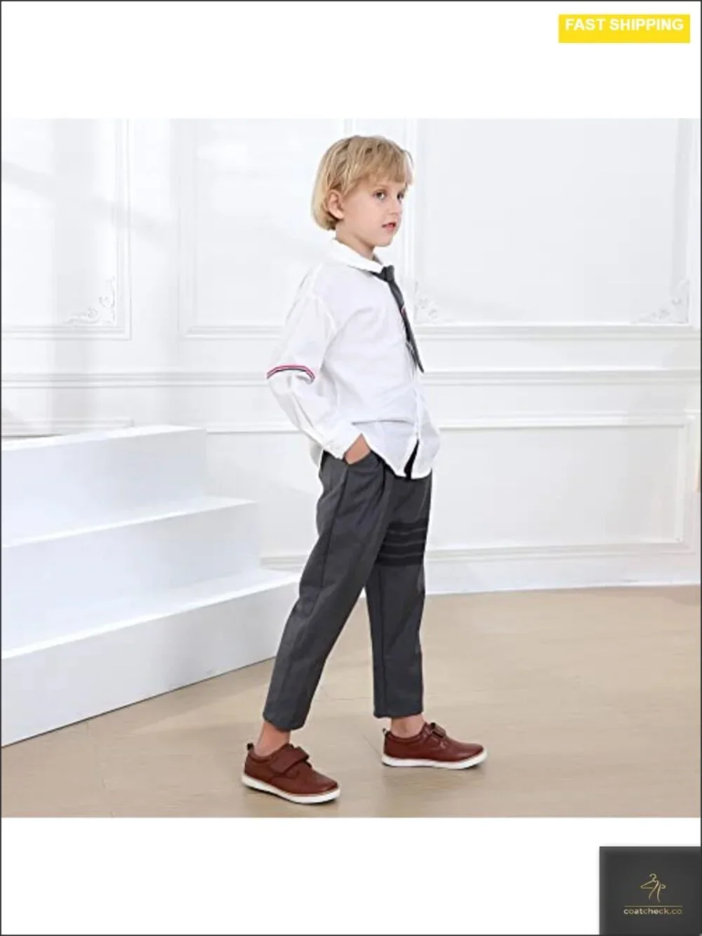 Boys Loafers Hook and Loop School Uniform Dress Shoes Casual Oxford Shoes